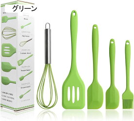 キッチンセット 耐熱シリコン シリコン調理器具 キッチンツール 料理用 クッキングツール 泡立て器 5点セット 台所用品 調理 料理 製菓器具 シリコンヘラキッチン用品セット (グリーン)