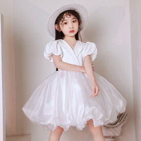 子供ドレス 発表会 女の子 子どもドレス シンプルドレス　膝丈 子供服 ステージドレス ピアノ発表会ドレス コンクールドレス 結婚式 キッズドレス こどもドレス ノースリーブ 女の子 ワンピース フォーマル　Vネック ブラック ホワイト　110 120 130 140 150 160