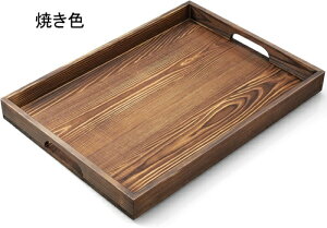 トレー おぼん お盆 滑らない 木製 アカシア 小物 おしゃれ お盆 木製 食事用トレー 大き目 卓上用 長方形(43.1×30.4×4cm)
