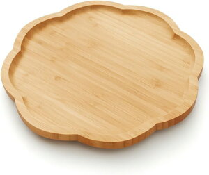 お盆 トレー おしゃれ 天然竹 木製トレー 花形 北欧 和モダン 業務用 家庭用 (20cm)