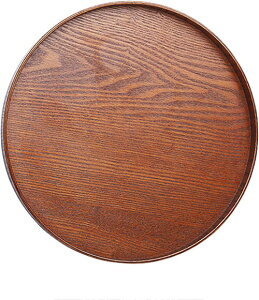 お盆 丸盆 丸トレー 木製 トレー ナチュラルスタックトレー 漆塗り 茶道具 カフェトレー 定食盆 業務用 直径33cm (茶色 33CM) 24時間以内に配送