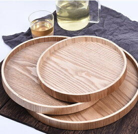 トレイ トレー お盆 羽反 天然木製 円形 白木 北欧 おしゃれ 木製 カフェ ナチュラル スタッキング 収納 業務用 ランチョンマット 無印 ノーマーク ニトリ 無地 (30cm)