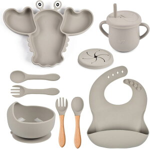 ベビー食器 6点セット お食事プレート 吸盤 ボウル シリコンマグ よだれ挂け ポケット ひっくり返らない 赤ちゃん 離乳食 吸盤 持ち運び すくいやすい シリコン くっつく お皿 赤ちゃん 出産