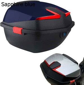 リアボックス バイク用リアボックス 28L大容量 ヘルメット入れ ツアーテールボックス バックレスト付き 防水防塵 汎用 ツーリング/キャンプ/通勤等 ブラック (Color : Sapphire blue)