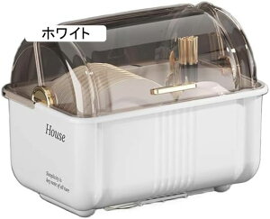 水切りラック 食器収納 食器棚 キッチン収納 フタ付き 箸立て付き 食器乾燥ボックス 食器保管 大容量 水受けトレー付き 引き出し式 蓋付き 透明 食器ドレンバスケット タテ置き 防塵 防虫
