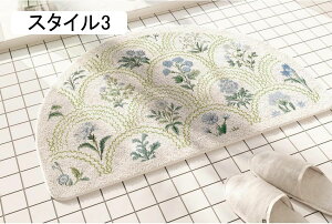 バスマット お風呂マット 足ふきマット ソフト 玄関マット 厚い 吸水速乾 滑り止め ふわふわ 50*80cm 洗える 丸洗い可能 花柄 半円形 足ふき マイクロファイバー 吸水マット 洗面所 脱衣所