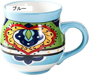 コーヒーカップ マグ スタイル1-ブルー ハンドメイド かわいい おしゃれ 食洗機対応 電子レンジ対応 耐熱 オーブン対応 プレゼント 贈り物 ギフト 東欧 洋風 カフェ 誕生日 set マグカップ