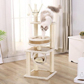 キャットタワー コンパクト 据え置き 猫ツリー ミニ 41cm 小型 爪磨き コーナー置き 爪とぎポール 多機能 多頭飼い 展望台 カラー6 頑丈 猫の遊び場 シニア 子猫 おもちゃ ポンポン ストレ
