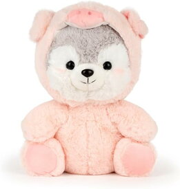 ぬいぐるみ ハスキー 犬 イヌ 本物そっくり 抱き枕 大きい ふわふわクッション 肌触り良い 縫いぐるみ 癒し系 かわいい ピンク ベッドサイド 可愛い 誕生日 20cm 子供の日 クリスマス お祝い