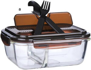 ガラス弁当箱 耐熱ガラス お弁当箱 ポータブル お弁当袋付き 食器付き 保存容器 1020ML 大容量 ランチボックス 耐熱耐冷 電子レンジ対応 よく気密性 漏れ防止 通勤 通学 高校生 しんりょ (