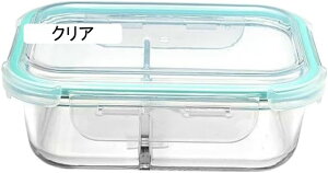 耐熱容器弁当箱 耐熱ガラス 保存容器 べんとう箱 透明グラス 蓋付き 二格 電子レンジ対応 ランチボックス 食器洗い機可 オーブン可 耐熱 密閉 汁漏れない シンプル おしゃれ (クリア 1040ml