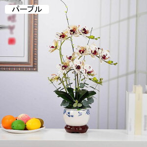 造花 胡蝶蘭 インテリア 卓上 花瓶付き 造花セット フェイクフラワー ブーケ 枯れない花 世話不要 綺麗 お洒落 鉢植え 盆栽 室内 リビング 玄関 テレビ台 置物 部屋飾り 装飾 転居 母の日 プ