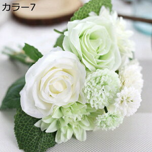 欧式 造花 1束 ローズ バラ 本物そっくり 手作り 水やり不要 枯れない花 ブーケ デコレーション インテリア キッチン 玄関飾り オフィス 喫茶店 美術館 撮影 DIY プ