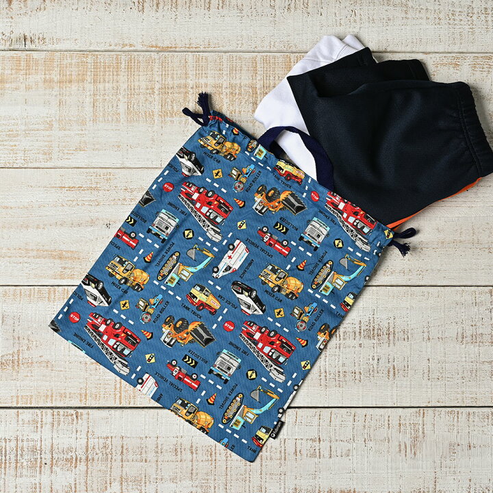 楽天市場】fabrizm 巾着袋 Mサイズ 30×34cm はたらくくるま 日本製 