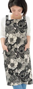 fabrizm キッチンエプロン ひざ丈 アフラ 日本製 母の日 ワークエプロン 料理教室 保育士 おしゃれ かわいい ギフト バッククロス 北欧 花柄 名入れ刺繍 ホームデコ インテリア テキスタイル
