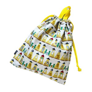 fabrizm 巾着袋 Mサイズ 30×34cm ねこシリーズ 日本製 きんちゃく 大 手さげかばん 体操着入れ 給食袋 中学生 シンプル 小学校 小学生 保育園 幼稚園 入園 入学 男の子 女の子 キッズ 子供 名前タ