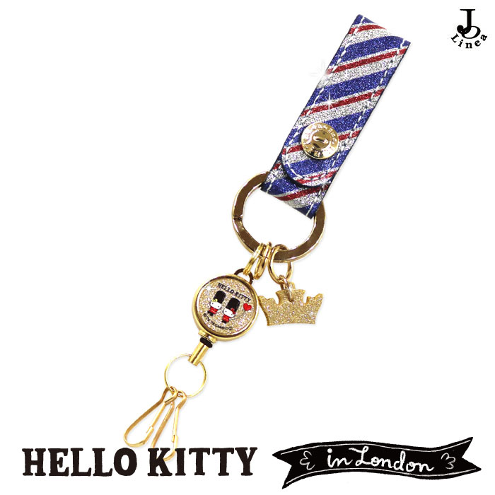 メール便可】SANRIO,サンリオ,英国,London,ハローキティ,リールキー,スナップホルダー,日本製,ハンドメイド