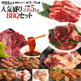 【期間限定エントリーでP7倍】 焼肉 計約5kg 焼肉セット バーベキューセット 送料無料 焼肉 12-15人前 特撰人気盛りBBQセット ハラミ カルビ マルチョウ など計11種 牛肉 肉 食品 にく