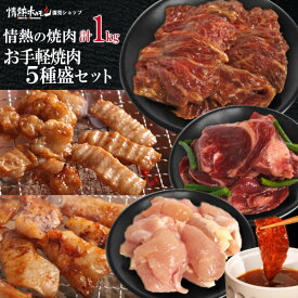 焼き肉 焼肉 メガ盛り 計1kg お手軽焼肉5種盛セット ハラミ プルコギ牛タン 国産鶏カルビ テッチャン 豚トロ バーベキュー BBQ 牛肉 肉 小分け 食品 にく 北海道沖縄配送は別途送料追加