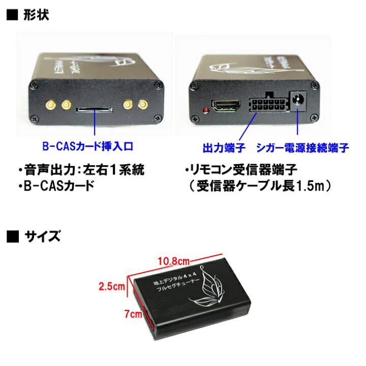 楽天市場 4 4車載用フルセグチューナー フルセグ ワンセグ 12v 24v 地デジ Hdmiフィルムアンテナ 地上デジタル ４ｘ４フルセグワンセグ自動切換え テレビ ブースター内蔵フィルムアンテナ４本 自動車用 車用 地 デジ ｊｏｎｊｏｎ