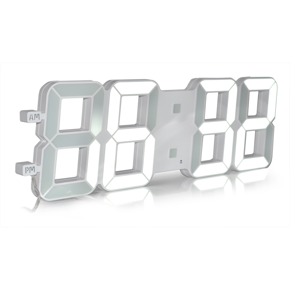 間接照明と時計の機能を兼ね備えたおしゃれなウォールクロック 【送料無料】新型 最大 ３Ｄ ＬＥＤウォールクロック 白色LED デジタル時計 立体 明るさ自動調整内蔵 デコレーション 壁掛け 置時計 モダン デザイン[IT08]
