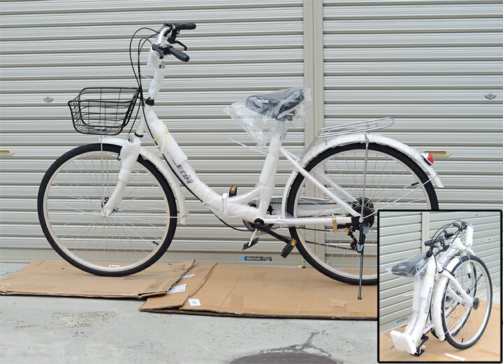 楽天市場】新品ママチャリ 折りたたみ自転車 26インチ6段変速ミニベロ 