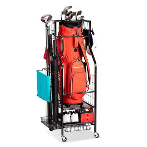 ゴルフ クラブ 収納 ラック ゴルフバッグ 物置 ベランダ シューズ 屋外 ゴルフ収納 ゴルフバッグスタンド ケース スタンド 2段 引き出しバスケット 棚 収納ラック ゴルフ収納ラック クラブス