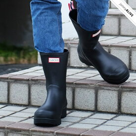 【でたっ★最大90％OFFクーポン】 HUNTER MENS ORIGINAL PLAY BOOT MID（メンズ オリジナル プレイ ミッドブーツ）ハンター レインブーツ 長靴 オシャレ 軽量 ブラック プレゼント P11 父の日