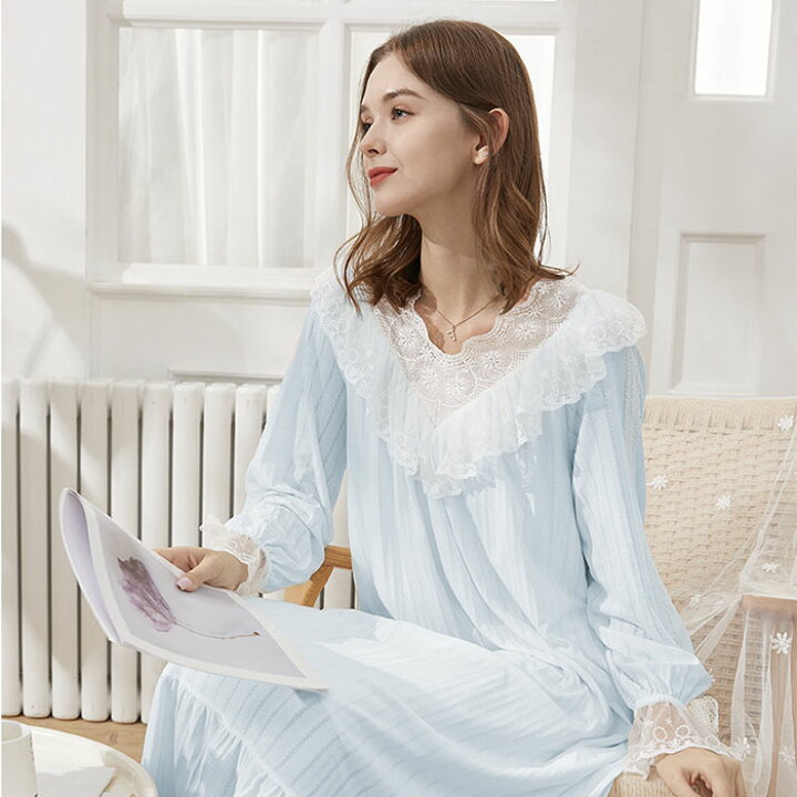 楽天市場】ロング ネグリジェ 姫系 ルームウェア ワンピース パジャマ 