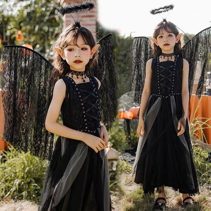 楽天市場 ハロウィン コスプレ 黒 天使 仮装 悪魔 魔女 吸血鬼 コスプレ衣装 女の子 ワンピース コスチューム 衣装 子供用 可愛い 天使の羽 巫女 魔女 ハロウィンコスプレ 女の子 魔法使い コスチューム ハロウィン仮装 コスプレ衣装 デビル ゾンビ 吸血鬼 ウィッチ