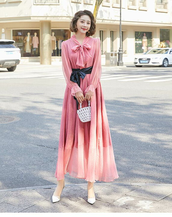 楽天市場】シフォン ロングワンピース マキシワンピース レディース 夏 