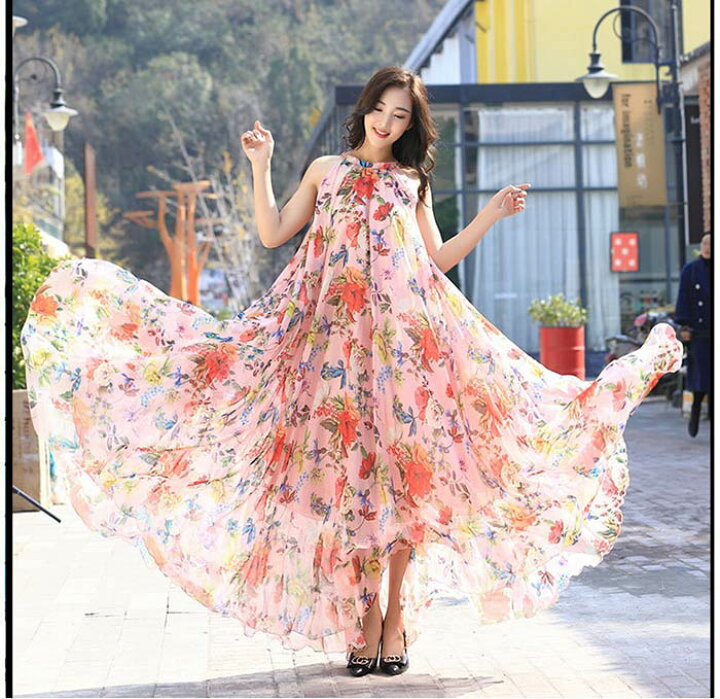 楽天市場】マキシワンピース シフォン ロングワンピース レディース 夏  