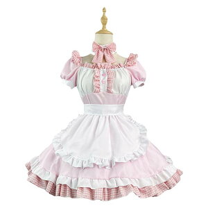 コスプレ メイド服 仮装 コスチューム ハロウィン衣装 レディース 裾フリル 可愛い 大人 コスプレ 文化祭 イベント 制服 大きいサイズ レディース 可愛いメイド 衣装 セット ピンク ゴスロリ