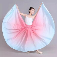 グラデーション スカート キッズ ジュニア 大きい裾 広がる ロングスカート シフォン 飄逸 古典ダンス ス…