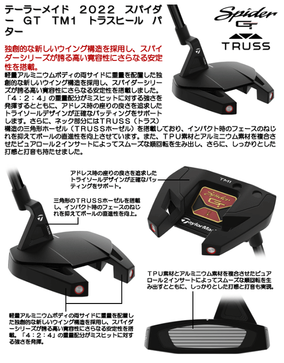 楽天市場】テーラーメイド 2022 スパイダー GT TM1 トラス 