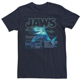 【★スーパーSALE★6/11深夜2時迄】キャラクター 白色 ホワイト シャーク Tシャツ 紺色 ネイビー 【 LICENSED CHARACTER JAWS GREAT WHITE SHARK DESCRIPTION BLUEPRINT TEE / NAVY 】 メンズファッション トップス カットソー