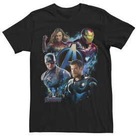 キャラクター 青色 ブルー Tシャツ 黒色 ブラック AVENGERS: 【 LICENSED CHARACTER MARVEL ENDGAME BLUE HUE COLLAGE TEE / BLACK 】 メンズファッション トップス カットソー