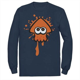 【★スーパーSALE★6/11深夜2時迄】キャラクター 橙 オレンジ Tシャツ 紺色 ネイビー 【 LICENSED CHARACTER NINTENDO SPLATOON ORANGE INKLING SQUID SPLAT TEE / NAVY 】 メンズファッション トップス カットソー