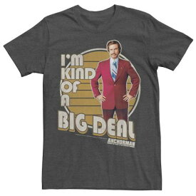キャラクター Tシャツ チャコール ヘザー I'M 【 LICENSED CHARACTER ANCHORMAN KIND OF A BIG DEAL RETRO STRIPED PORTRAIT TEE / CHARCOAL HEATHER 】 メンズファッション トップス カットソー