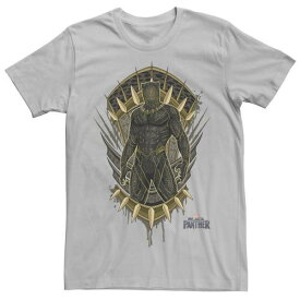 マーベル 黒色 ブラック グラフィック Tシャツ 銀色 シルバー 【 MARVEL BLACK PANTHER MOVIE KILLMONGER JAGUAR CREST GRAPHIC TEE / SILVER 】 メンズファッション トップス カットソー