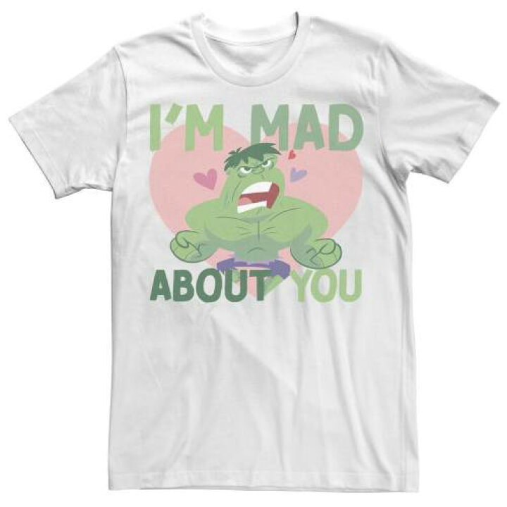 楽天市場 キャラクター Tシャツ 白色 ホワイト I M Licensed Character Marvel Hulk Mad About You Valentine Card Tee White スニケス