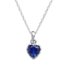 銀色 シルバー 青色 ブルー 【 DESIGNS BY GIOELLI STERLING SILVER LAB-CREATED SAPPHIRE HEART CROWN PENDANT / BLUE 】 ジュエリー アクセサリー レディースジュエリー ネックレス ペンダント