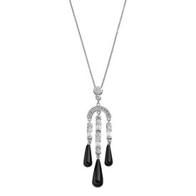 【★スーパーSALE★6/11深夜2時迄】銀色 シルバー 黒色 ブラック & 【 SOPHIE MILLER STERLING SILVER ONYX CUBIC ZIRCONIA DROP PENDANT / BLACK 】 ジュエリー アクセサリー レディースジュエリー ネックレス ペンダント