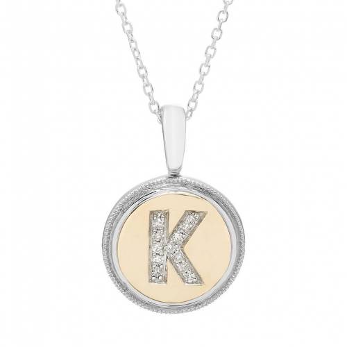 IT'S PERSONAL ゴールド 銀色 シルバー ダイヤモンド ネックレス IT'S 【 SILVER PERSONAL 14K GOLD OVER STERLING DIAMOND ACCENT INITIAL PENDANT NECKLACE TWO TONE K 】 ネックレス・ペンダント