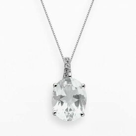 【★スーパーSALE★6/11深夜2時迄】銀色 シルバー 白色 ホワイト ダイヤモンド 【 GEMMINDED STERLING SILVER WHITE TOPAZ AND DIAMOND ACCENT OVAL PENDANT / 】 ジュエリー アクセサリー レディースジュエリー ネックレス ペンダント