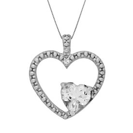 【★スーパーSALE★6/11深夜2時迄】銀色 シルバー 白色 ホワイト ダイヤモンド 【 GEMMINDED STERLING SILVER WHITE TOPAZ AND DIAMOND ACCENT HEART PENDANT / 】 ジュエリー アクセサリー レディースジュエリー ネックレス ペンダント