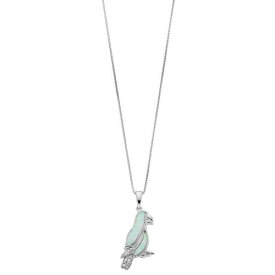 銀色 シルバー ダイヤモンド & 【 GEMMINDED STERLING SILVER LAB-CREATED OPAL DIAMOND ACCENT PARROT PENDANT / 】 ジュエリー アクセサリー レディースジュエリー ネックレス ペンダント