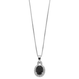 【★スーパーSALE★6/11深夜2時迄】銀色 シルバー 白色 ホワイト & 【 GEMMINDED STERLING SILVER ONYX WHITE TOPAZ OVAL HALO PENDANT / 】 ジュエリー アクセサリー レディースジュエリー ネックレス ペンダント