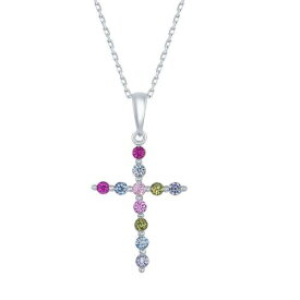 銀色 シルバー 虹色 レインボー ネックレス 【 UNBRANDED STERLING SILVER RAINBOW CUBIC ZIRCONIA CROSS PENDANT NECKLACE / 】 ジュエリー アクセサリー レディースジュエリー ペンダント