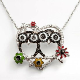 【★スーパーSALE★6/11深夜2時迄】銀色 シルバー 黒色 ブラック 白色 ホワイト & 【 SOPHIE MILLER STERLING SILVER BLACK WHITE CUBIC ZIRCONIA OWL HEART PENDANT / MULTI 】 ジュエリー アクセサリー レディースジュエリー ネックレス ペンダント